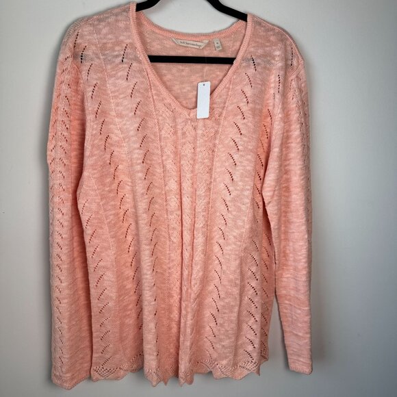 Soft Surroundings Sweater NWT Isabel Open Knit Peach Size 1X - Picture 2 of 7